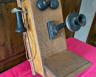Vintage Wood Crank Phone