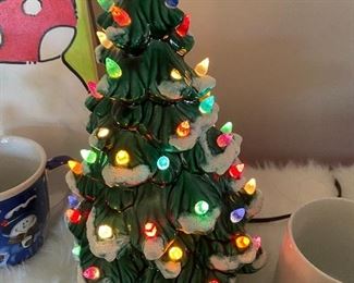 Small Vintage Ceramic Lighted Christmas Tree