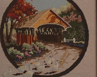 Vintage framed needle point. Many pieces available.