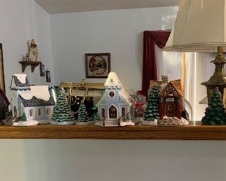 Vintage Hand Painted Ceramic Christmas Buildings.