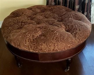 Tufted large round foot stool