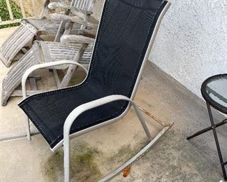 Pair of outdoor rockers - teak chairs are sold