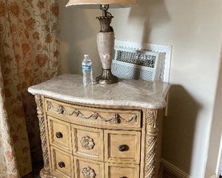 Marble top bedside tables 2 and a dresser similar style