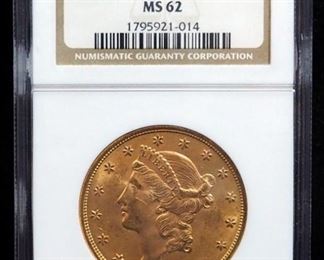 1900 Liberty Head Double Eagle $20 Gold Coin, Certified By NGC, Graded MS62