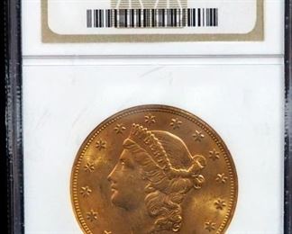 1903 S Liberty Head Double Eagle $20 Gold Coin, Certified By NGC, Graded MS62
