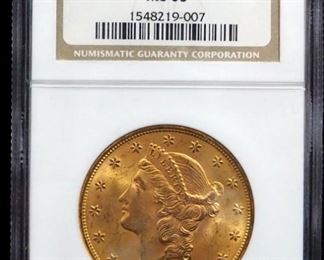 1897 Liberty Head Double Eagle $20 Gold Coin, Certified By NGC, Graded MS63