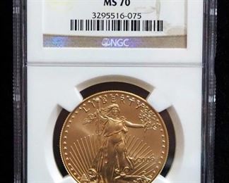 2009 American Eagle $50 Gold Coin, Certified By NGC, Graded MS70