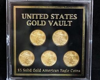 2013 American Eagle $5 Gold Coins, Qty 5