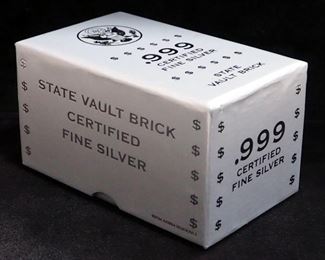 US State Fine Silver Bars, Full Troy oz, Qty 5 (Total Of 5 Troy Ounces), Stamped With Kansas State Image, In Collector Box