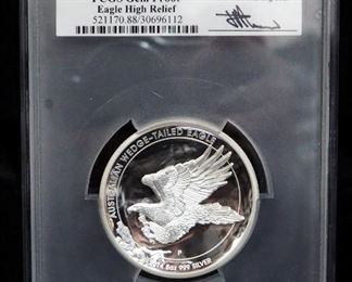 2014 P Australia Eagle High Relief $8 Silver Coin, 5 oz .999 Silver, Certified By PCGS, Graded Gem Proof, With COA