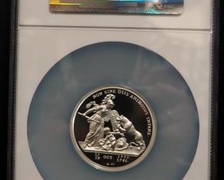 2014 Libertas Americana Monnaie De Paris High Relief 5 oz Silver Coin, Certified By NGC, Graded PF70 Ultra Cameo