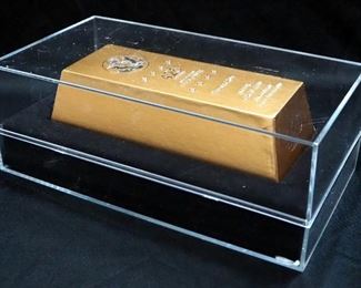 Ballistic Roll Of Presidential Dollars, In Gold Brick Style Box, 425 Net Grams (Total Weight), Uncirculated, Legal Tender, In Museum Style Display