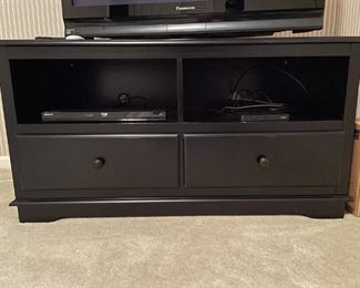 Black TV stand with drawers. Available for presale. $90/obo. To make an offer, call/text Lisa @ 615-854-8535  or email: nashville@entrustedestatesales.com