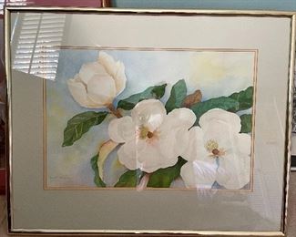 Framed, with mat floral print art