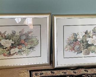 Mid-sized framed with mat floral print art