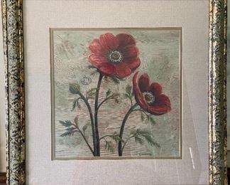 Mid-sized framed with mat floral print art