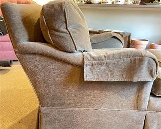 Henredon stuffed velour chair and ottoman in excellent condition! Super comfy! Available for presale. $350/obo. To make an offer, call/text Lisa @ 615-854-8535  or email: nashville@entrustedestatesales.com