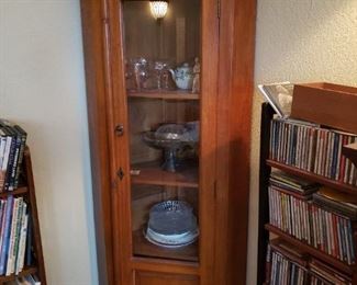 Lovely Corner Gallery Cabinet. CD's, DVD's. Books. 