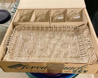 Vintage Glass Snack Set in the Box