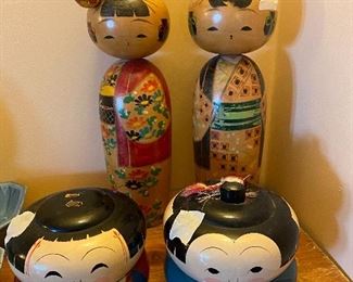 Japanese Wooden Kokeshi Figures.