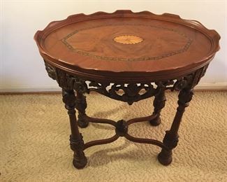Antique Inlayed Wood Parlor Table