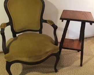 Antique Victorian Style Arm Chair and Table