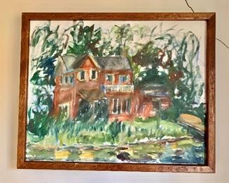 $145  House in the Woods  17" H x 21" W. 