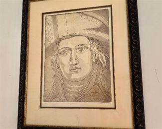 $150  "Napoleon" etching  20" H x 16" W. 