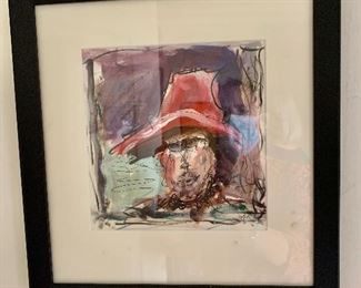 $95 Woman with red hat 13" H x 12" W. 