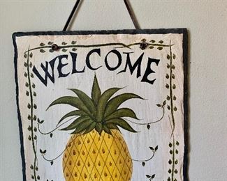 $45 Pineapple slate welcome sign.  12" H x 9.5" W. 