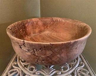 $95 - Turned wood bowl #1.  4" H, 10" diam.  