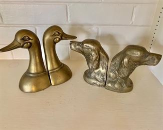 $45 each pair-  Duck head bookends: each 6.5" H.  Dog head bookends: SOLD 