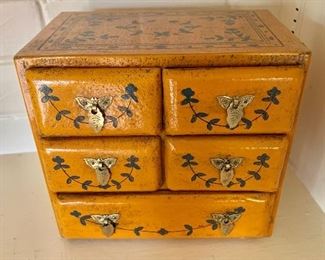 $40 Painted jewelry/trinket box , 5 drawers.  7.5" H, 8.5" W, 6" D. 