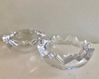 $50 - Pair  Vintage Rosenthal crystal bowls/ashtrays -  Each 2" H, 5" diam. 