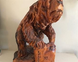 $95 Hand carved and signed bear approx 14" tall.