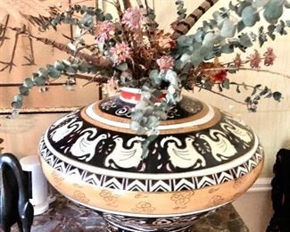 Large round vase with branches