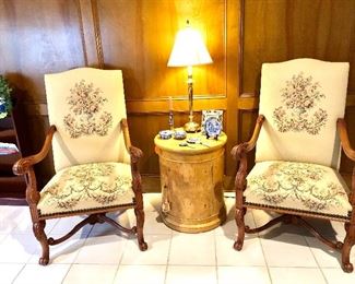Gorgeous pair of French style tapestry chairs