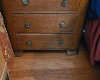 Antique 3 drawer bedside table