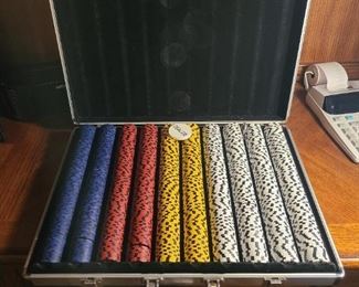 Las Vegas poker chips in carry case