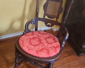 Antique cloth seat rocker
