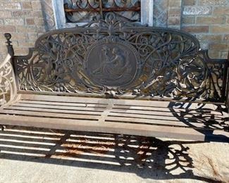 Large wrought-iron bench