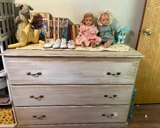 Dresser / Dolls / Vintage Dr. Seuss books