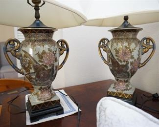 Pair of Asian urn lamps