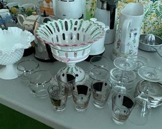 Assorted Vintage Cocktail Glasses, center pieces 
