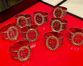 Item 77:  (9) "B" Napkin Rings:  $14