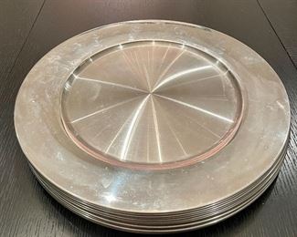 Item 86:  (8) Brushed Silver Chargers (there are some surface scratches:  $22