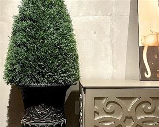 Item 90:  (2) Resin Urns with Faux Fir - 62": $245 for pair