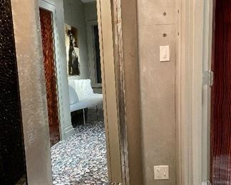 Item 93:  Giant Standing Mirror with Brushed Chrome Frame - 36.5"l x 2"w x 72"h: $345