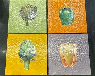 Item 99:  (4) Vegetables on Stretched Canvas - 10"l x 1.5"w x 10"h: $68