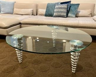 Item 6:  Glass & Chrome Coffee Table - 42" x 15.5": $450